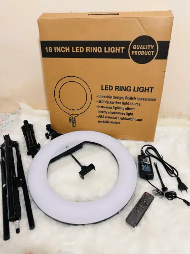 Led Ring Light 18 Profissional Branco/fria 80w + 2 Tripés