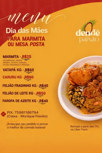 Comida baiana para o dia das mães 