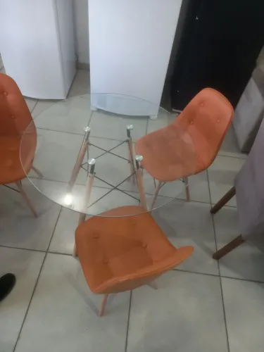 Mesa De Jantar Redonda Com 3 Cadeiras