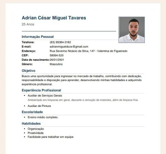 Auxiliar de serviços gerais, sem experiência em carteira