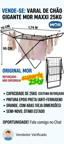 Varal de Chão MOR Maxxi 25kg preto