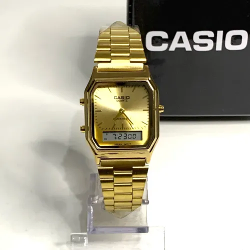 Relógio Casio vintage aq230 dourado novo + caixa