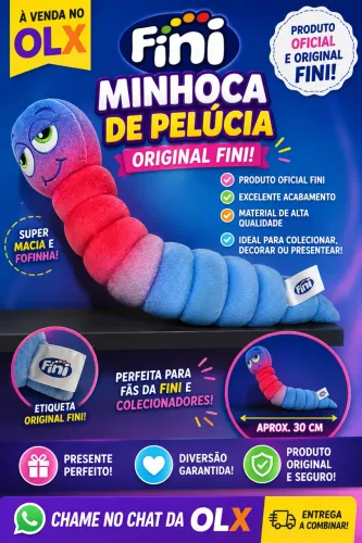 ? Pelúcia Minhoca Fini Original - Super Fofa e Colecionável! ?