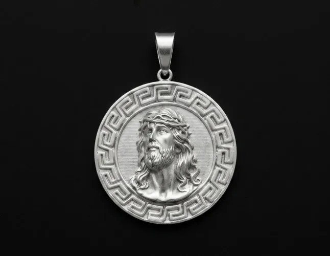 Pingente face de Cristo prata 925