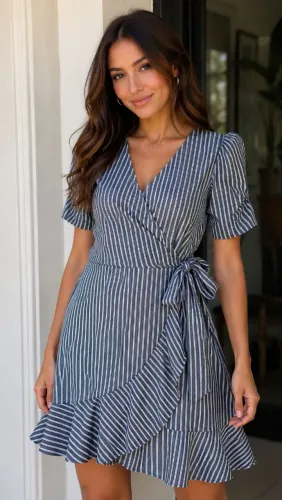 Vestido envelope listrado 