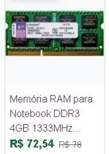 módulo de memória ram 4gb para notebook 1333mhz