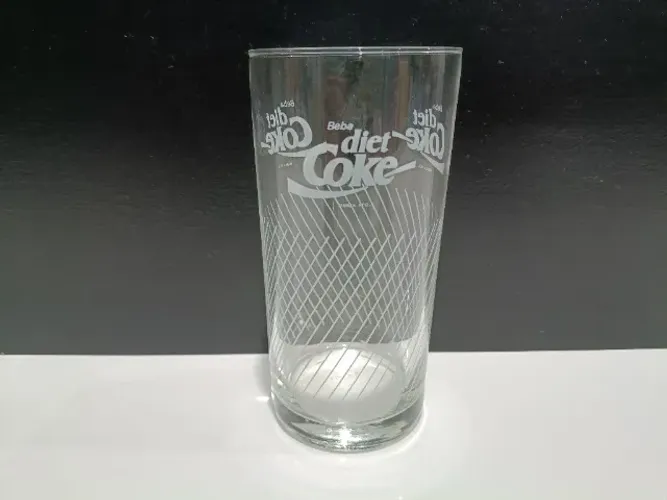 Copo de vidro "Beba Diet Coke" anos 1980/90