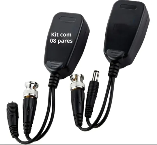 Kit 8 Pares Power Video Balun Conector Ri45 P/ Bnc Alimentacão