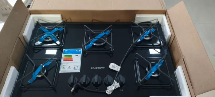 Cooktop 5 bocas Brastemp chama Simmer (nunca usado)