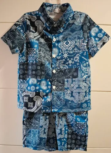 Conjunto Infantil Camisa E Short Estampado Azul