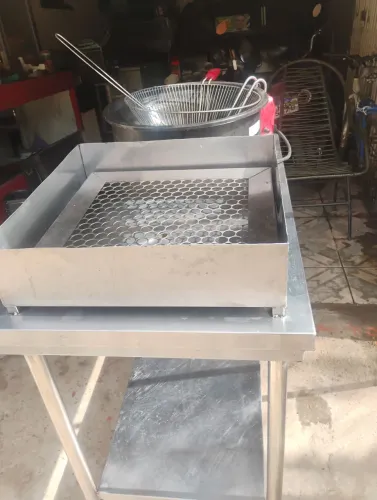 Trio: Mesa inox+Tacho Elétrico+ Escorredor para pastel 