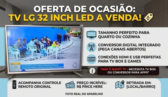 VENDO TV LG 32" EM PERFEITO ESTADO, FUNCIONANDO TUDO