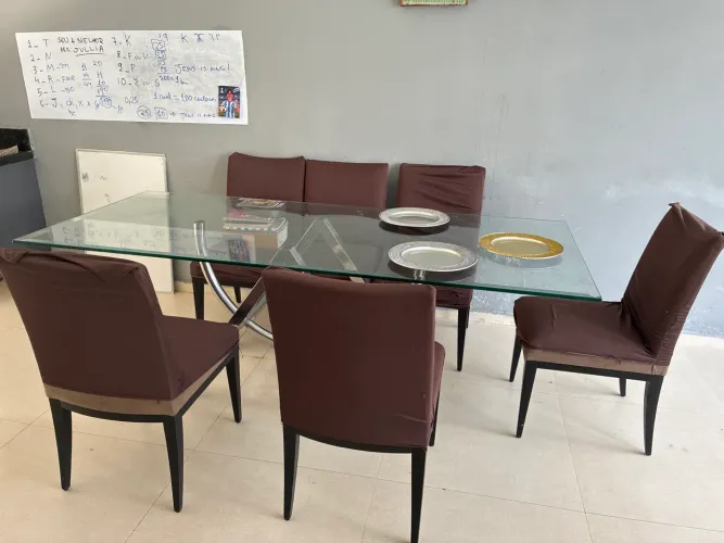 Mesa de jantar com tampão de vidro de alta qualidade