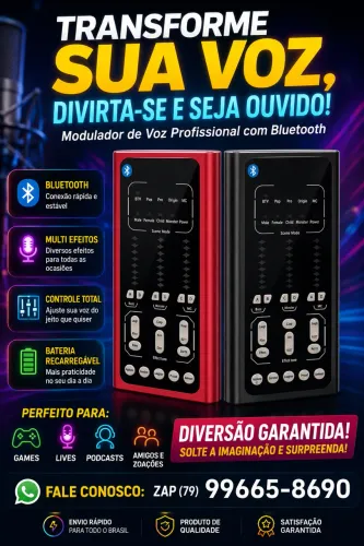 Mesa de Som Placa de Áudio Bluetooth Com Microfone 9 Efeitos Sonoros Trocador de Voz