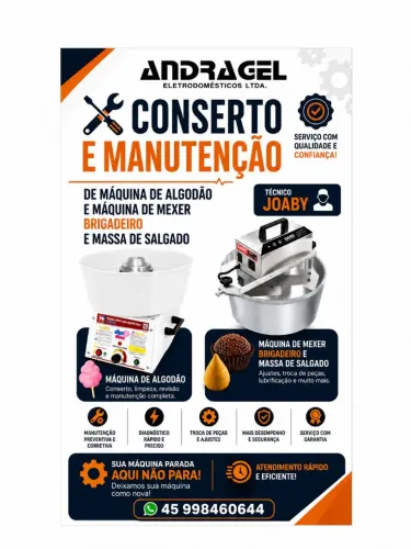 Conserto de máquinas de algodão doce, mechedora de doce e salgado 