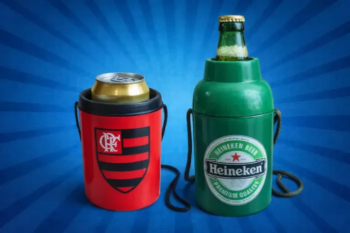 Kit 2 Coolers Térmicos (Flamengo + Heineken) p/ Long Neck e Lata
