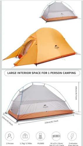 Barraca Trekking Técnica Cloud UP 1 210T Nova