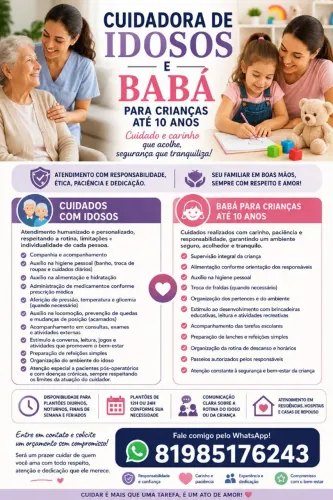 Cuido de Idosos e Crianças até 10 anos