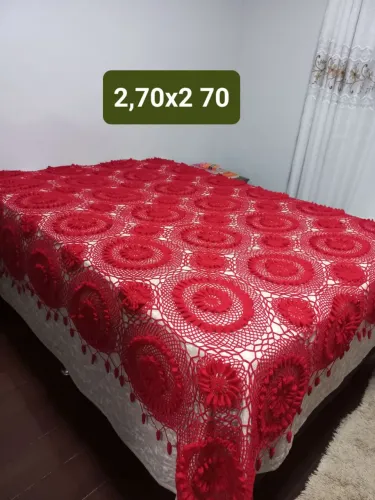 Colcha crochê feito à mão