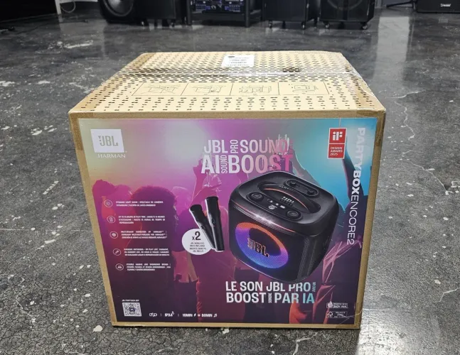 JBL PartyBox encore Dois, 2 MICROFONES SEM FIO CARREGAMENTO USB, modelo 2026