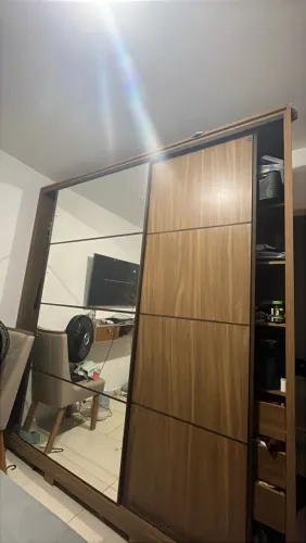 Guarda Roupa Casal 2 Portas Com Espelho e 3 Gavetas Belga Demóbile