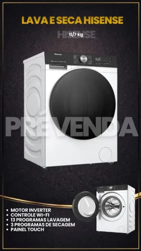 Lava e Seca 11KG Motor Inverter Hisense - Pague na Entrega com Garantia Parcela 12x