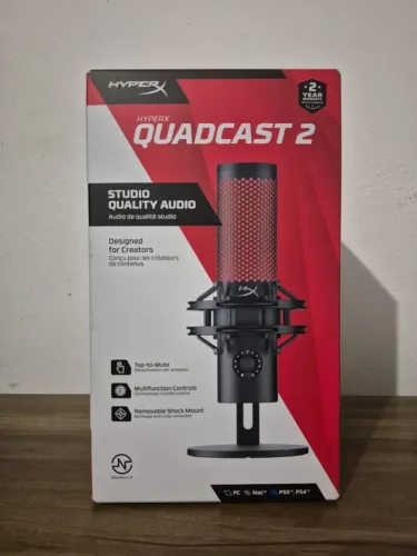 Microfone Condensador USB HyperX QuadCast 2 - Preto