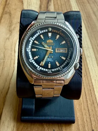 Relógio Orient King Diver Blue Dial Textura Quadriculado - 1970