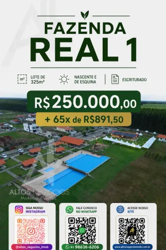 Lote Fazenda Real 1 - Excelente Localização e Valorização
