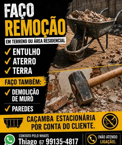 FAÇO SERVIÇO DE MÃO DE OBRA PARA REMOÇÃO DE ENTULHO EM TERRENO. LEIAM A DESCRIÇÃO ABAIXO 