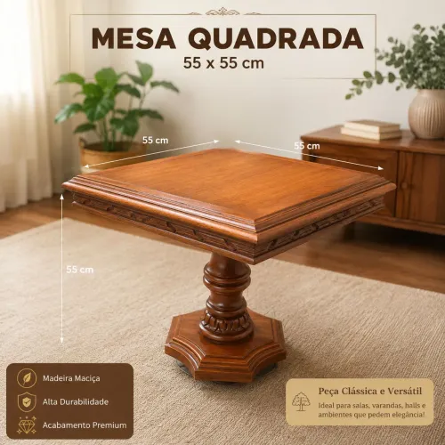 Mesa de Centro Clássica, Madeira Maciça Cerejeira 