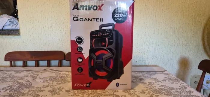 Caixa de som (possui duas unidades) aca 221 gigante II 220 watts Ambox