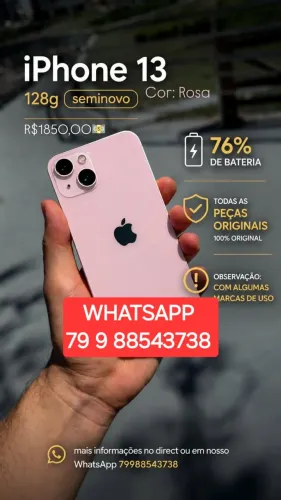 IPHONE 13 ROSA - EM PERFEITO ESTADO, SEM DEFEITOS