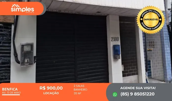 Imóvel para aluguel tem 35 metros quadrados em Benfica - Fortaleza - CE