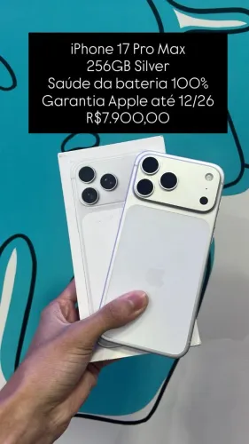 Seminovo: iPhone 17 Pro Max 256GB Silver Bateria 100% - Garantia Apple 12/26 | Loja Fisica
