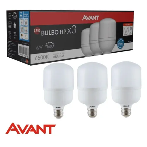 Kit 3 Lâmpadas Led Bulbo 20w Avant