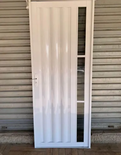 Portão social luxo aço branco completo