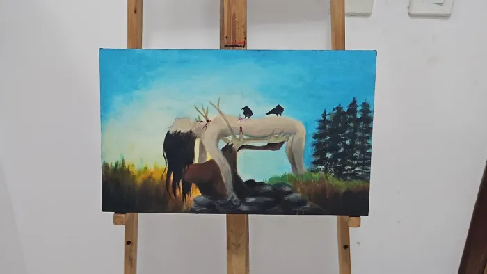 Quadro Tela Pintura Acrílica sobre tela, inspirada na série hannibal - pintura a mão