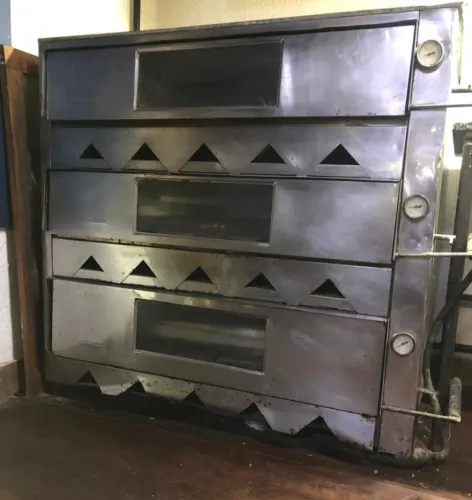 Forno pizza a gas pedra refratária com três compartimentos 