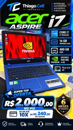 acer core i7 16gb 500gb ssd placa dedicada com garantia