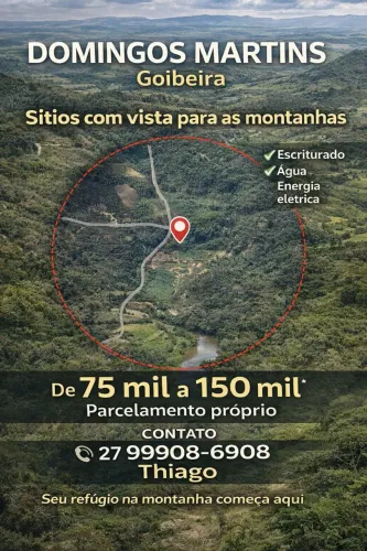 CHÁCARAS Domingos Martins, parc<br>De e1.500m² a 6.700m²<br>Vista privilegiada para as montanhas