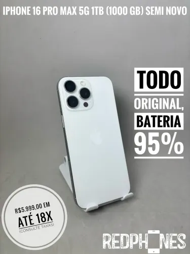 Loja física. Aceitamos trocas em iPhone's ou Android. iPhone 16 Pro Max 1TB 95%
