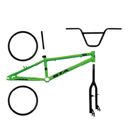 Kit GTA BMX Aro 20 - Quadro / Garfo / Guidão / Canote Verde e Preto 11514