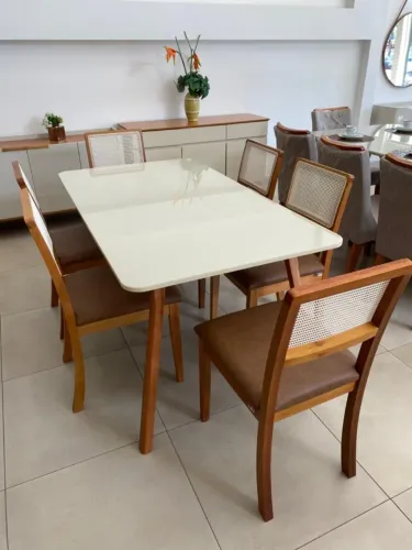 Mesa Rubi 160x90 - 6 Cadeira Rubi Tela Facto