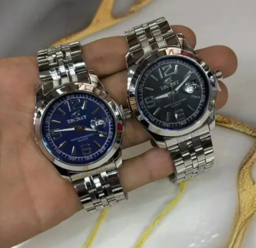 Relógio calendário prata