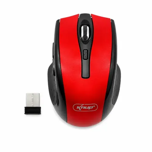 Mouse Sem Fio Óptico Knup 1600 DPI 6 Botões KPMU404 Vermelho
