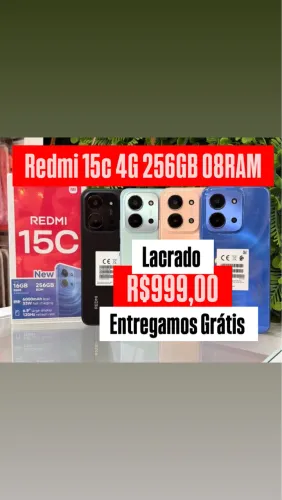 Celular Redmi 15c 4G 256+08 Lacrado Azul Verde Preto 