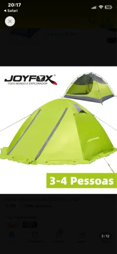 Barraca Camping Joyfox 4 Pessoas Impermeável 3500mm - Usada 1 Vez