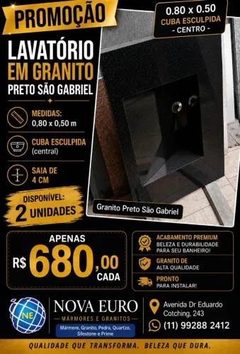 Lavatorio  Granito Preto Sao Gabriel