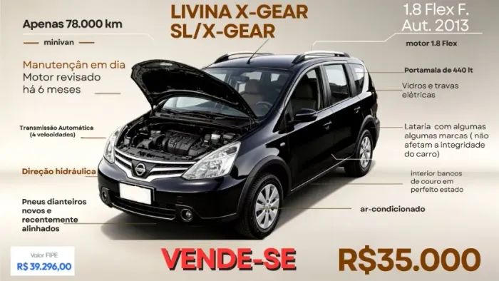 Nissan Livina X-gear Sl/X-gear 1.8 Flex F. Aut. 2013